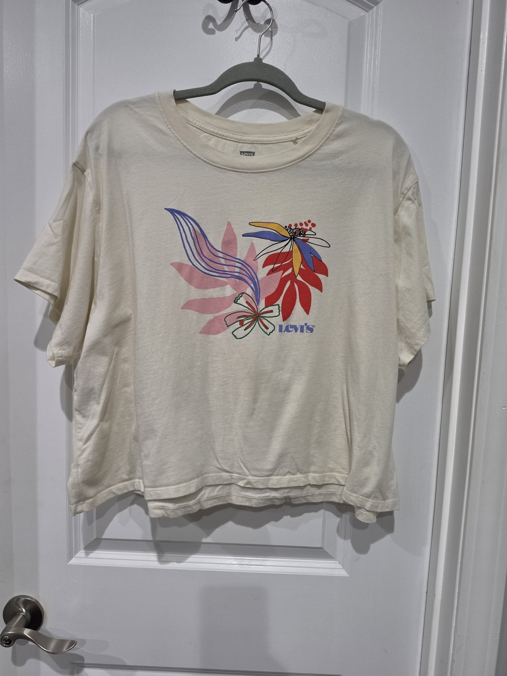 Levi's Cream Graphic Floral Crop Tee